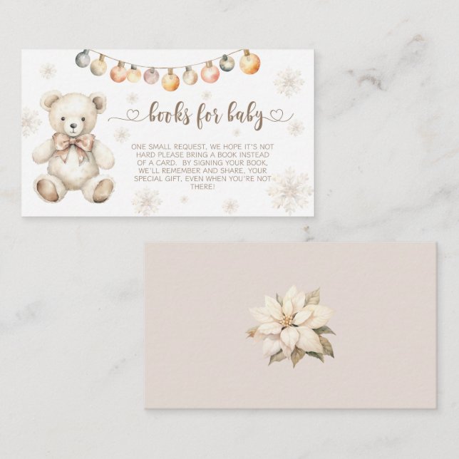Christmas winter baby bear books for baby ticket  enclosure card (Front/Back)