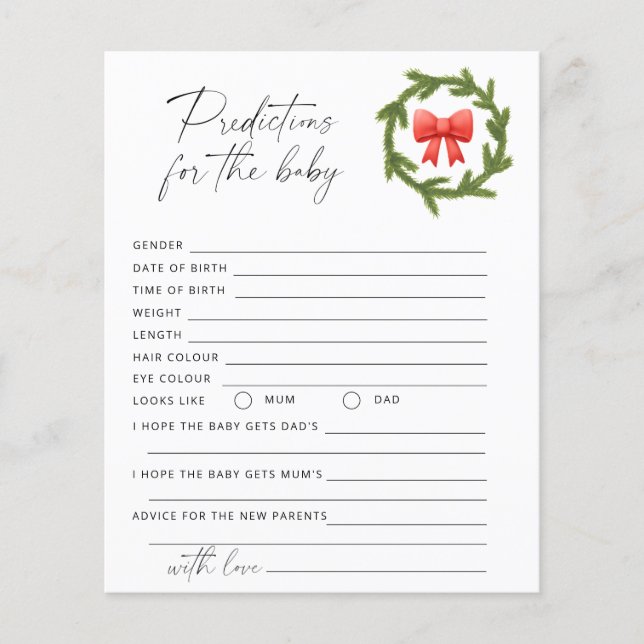 Christmas winter baby predictions and advice (Front)