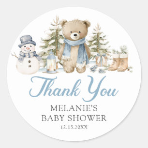 Christmas Winter Baby Shower Favor Classic Round Sticker