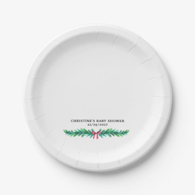 Christmas Winter Baby Shower  Paper Plate (Front)