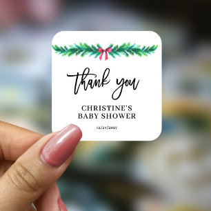 Christmas Winter Baby Shower Square Sticker