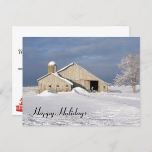 Christmas Winter Barn Holiday Postcard