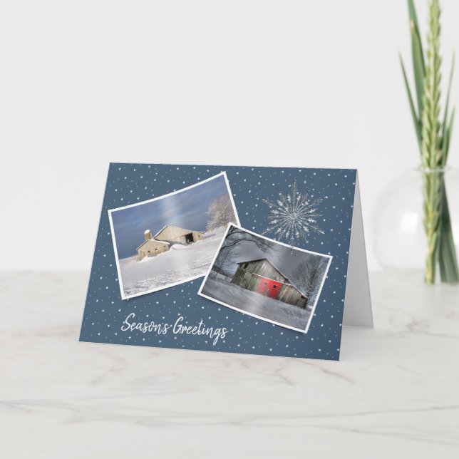 Christmas Winter Barns In Snow Card (Front)