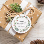 Christmas Winter Berries Wreath Custom Family Name Favour Tags<br><div class="desc">Custom-designed gift tags for the Christmas holiday season featuring personalised family name encircled in watercolor Christmas wreath with winter greenery and red berries.</div>