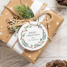 Christmas Winter Berries Wreath Custom Family Name