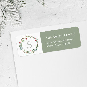 Christmas Winter Berries Wreath Return Address