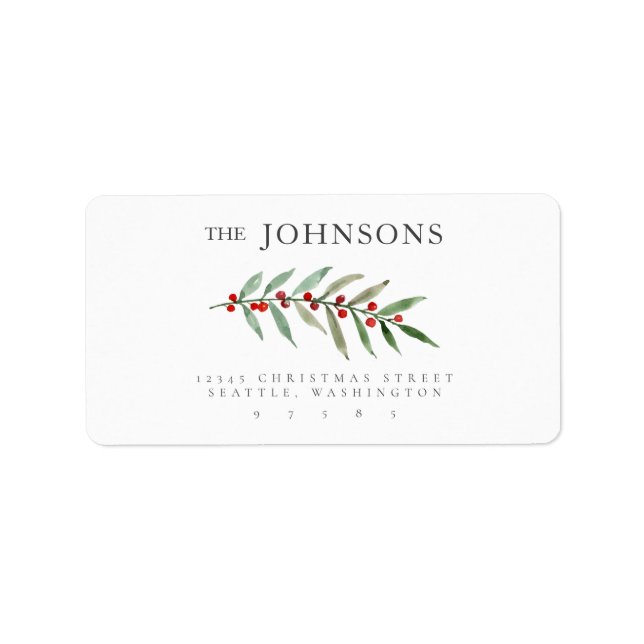 Christmas Winter Berry Holiday Return Address Label (Front)