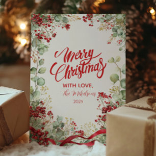 Christmas Winter Berry Wreath Holiday Card