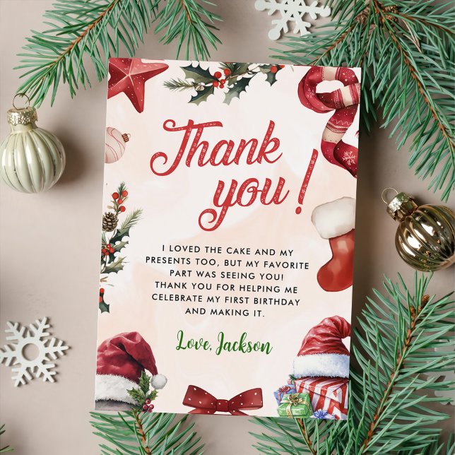 Christmas Winter Birthday Party Thank You Card (Creator Uploaded)