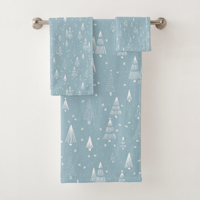 Christmas, Winter, Blue, Custom Bath Towel Set (Insitu)