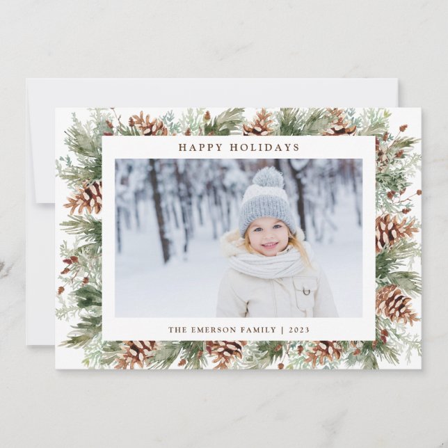 Christmas Winter Botanical Holiday Card (Front)