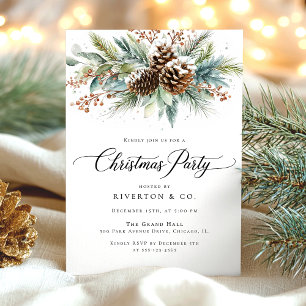 Christmas Winter Botanical Watercolor Party Invitation