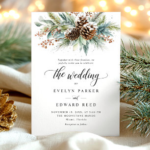 Christmas Winter Botanical Wedding Invitation