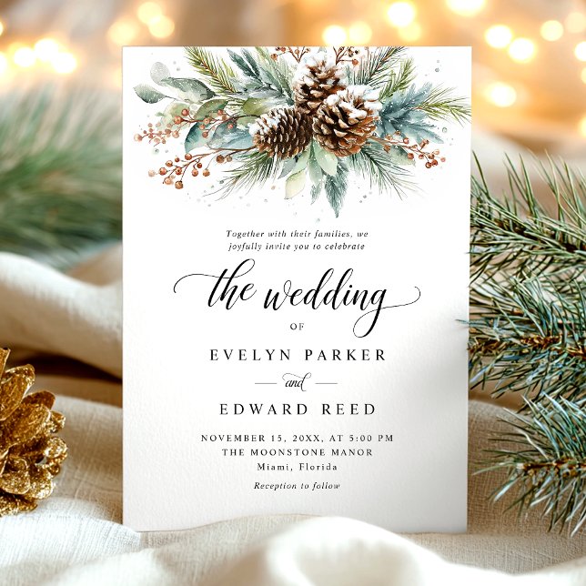 Christmas Winter Botanical Wedding Invitation (Creator Uploaded)