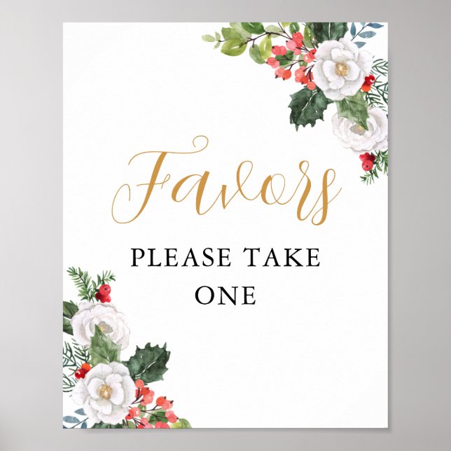 Christmas Winter Bridal Shower Favours Sign (Front)