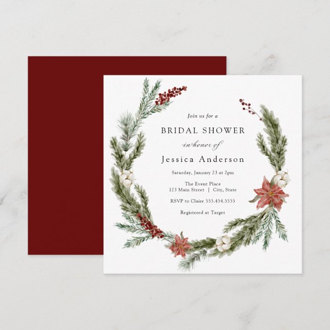 Christmas Winter Bridal Shower Invitation (Front/Back)