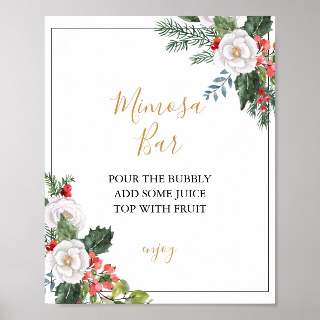 Christmas Winter Bridal Shower Mimosa Bar Sign (Front)