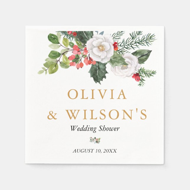 Christmas Winter Bridal Shower Napkin (Front)