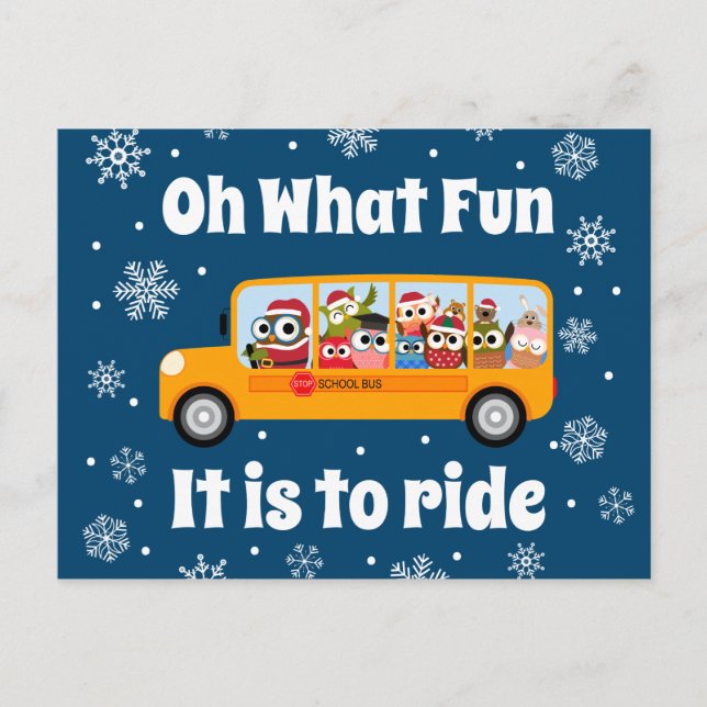 Christmas Winter Bus Driver Aide Thank You Holiday Postcard (Front)