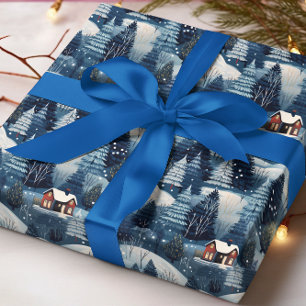 Christmas Winter Cabin in Forest Wrapping Paper