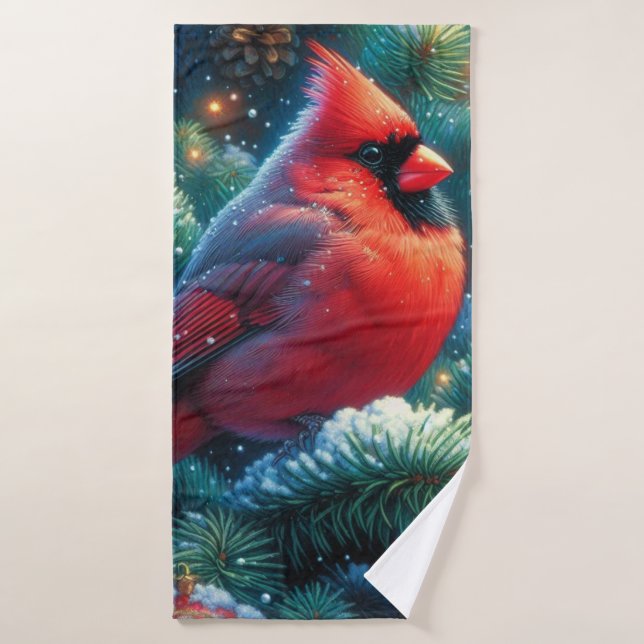 Christmas/winter Cardinal  Bath Towel (Bath Towel)
