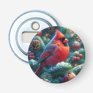 Christmas/winter Cardinal  Bottle Opener