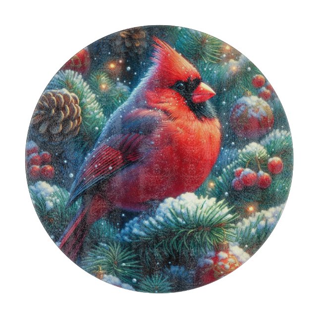 Christmas/winter Cardinal  Cutting Board (Front)