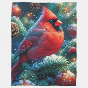 Christmas/winter Cardinal  Fleece Blanket