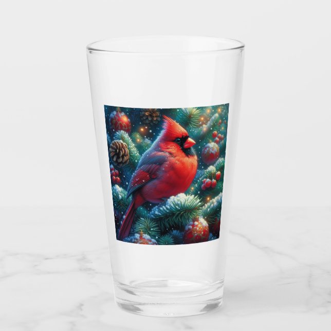 Christmas/winter Cardinal  Glass (Front)