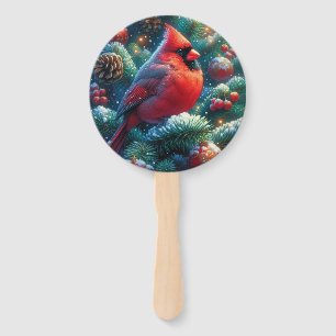 Christmas/winter Cardinal  Hand Fan