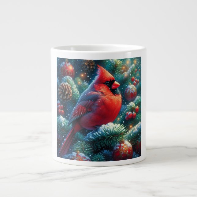 Christmas/winter Cardinal  Large Coffee Mug (Front)