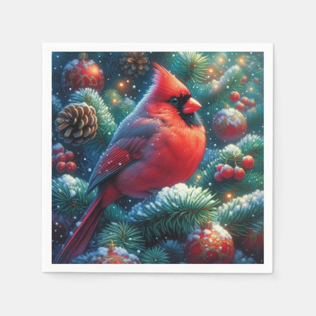 Christmas/winter Cardinal  Napkin (Front)