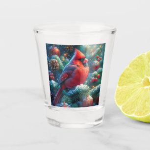 Christmas/winter Cardinal  Shot Glass