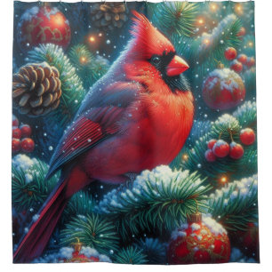 Christmas/winter Cardinal  Shower Curtain