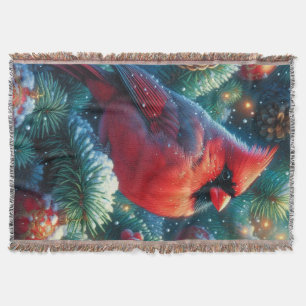 Christmas/winter Cardinal  Throw Blanket