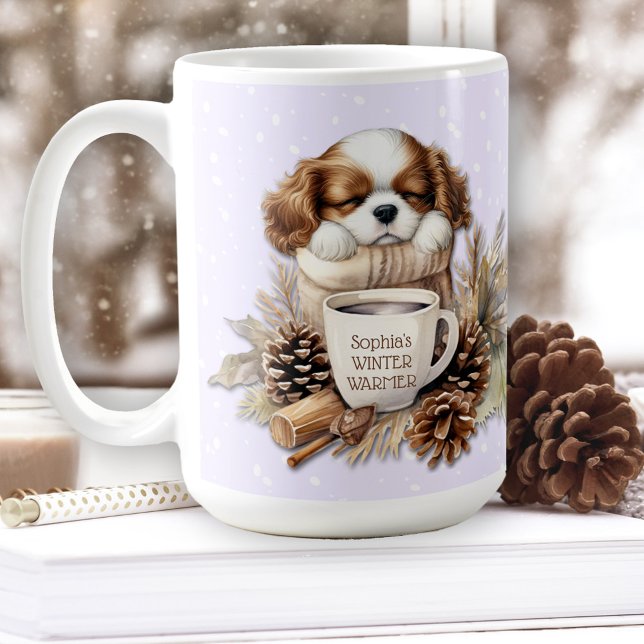 Christmas Winter Cavalier King Charles Dog Large  Coffee Mug (Christmas Winter Cavalier King Charles Dog Large Coffee Mug)