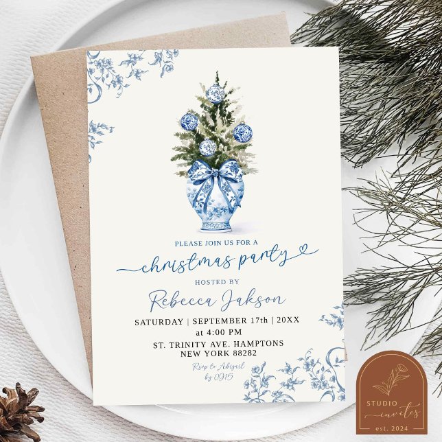 Christmas Winter Chinoiserie Holiday Party  Invitation (Creator Uploaded)