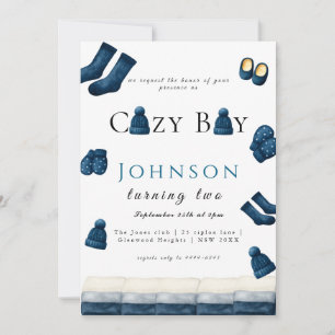 christmas winter cosy boy turning two invitation