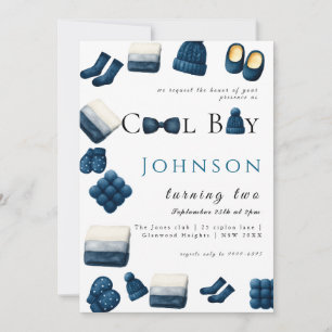 christmas winter cosy boy turning two invitation