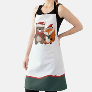 Christmas/Winter Cute Bear & Fox Apron