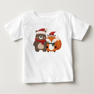 Christmas/Winter Cute Bear & Fox Baby T-Shirt