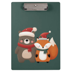 Christmas/Winter Cute Bear & Fox Clipboard