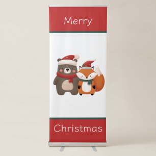 Christmas/Winter Cute Bear & Fox Retractable Banner