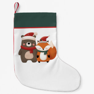 Christmas/Winter Cute Bear & Fox Small Christmas Stocking