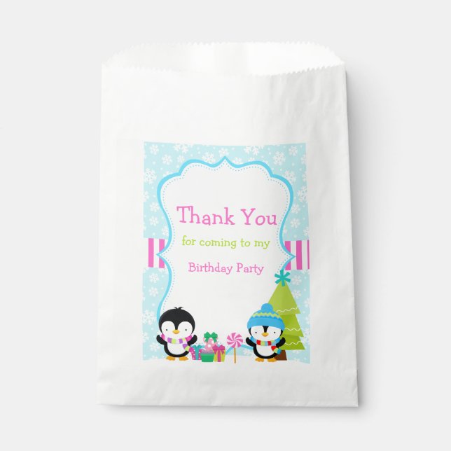 Christmas Winter Cute Penguins  Favour Bags (Front)