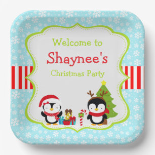 Christmas Winter Cute Penguins  Paper Plate