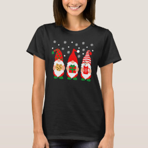 Christmas Winter Cute Three Garden Gnomes Xmas Paj T-Shirt