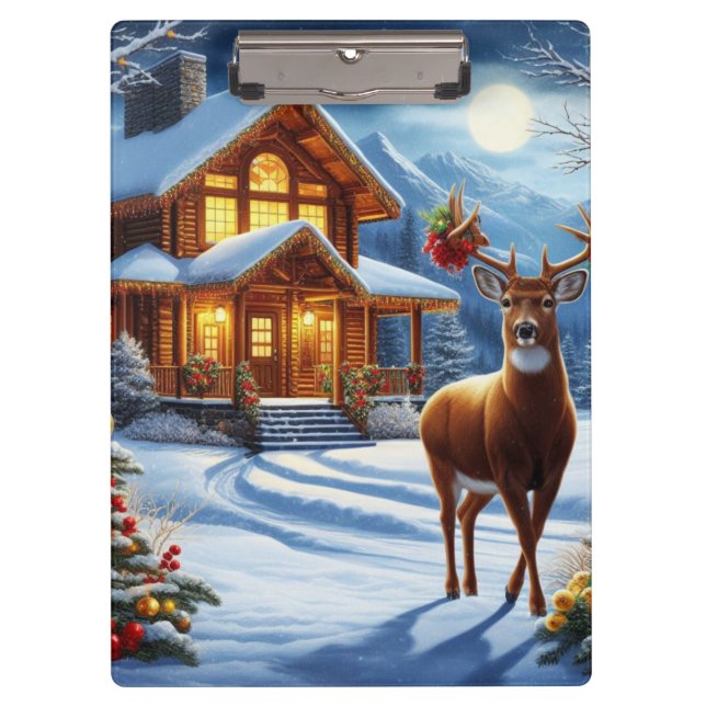 Christmas/Winter Deer Lodge Clipboard (Front)