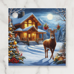 Christmas/Winter Deer Lodge Favour Tags