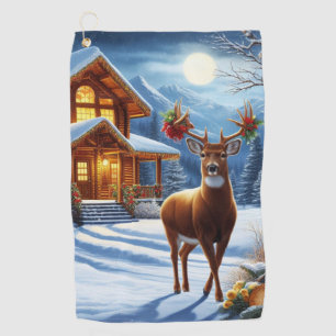 Christmas/Winter Deer Lodge Golf Towel